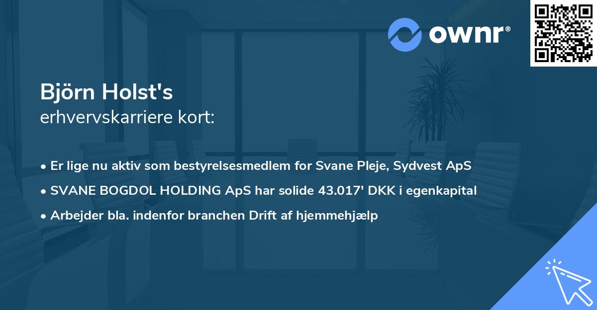 Björn Holst's erhvervskarriere kort