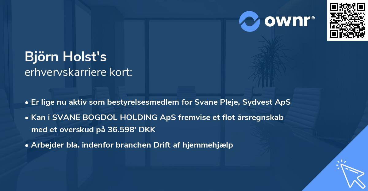 Björn Holst's erhvervskarriere kort