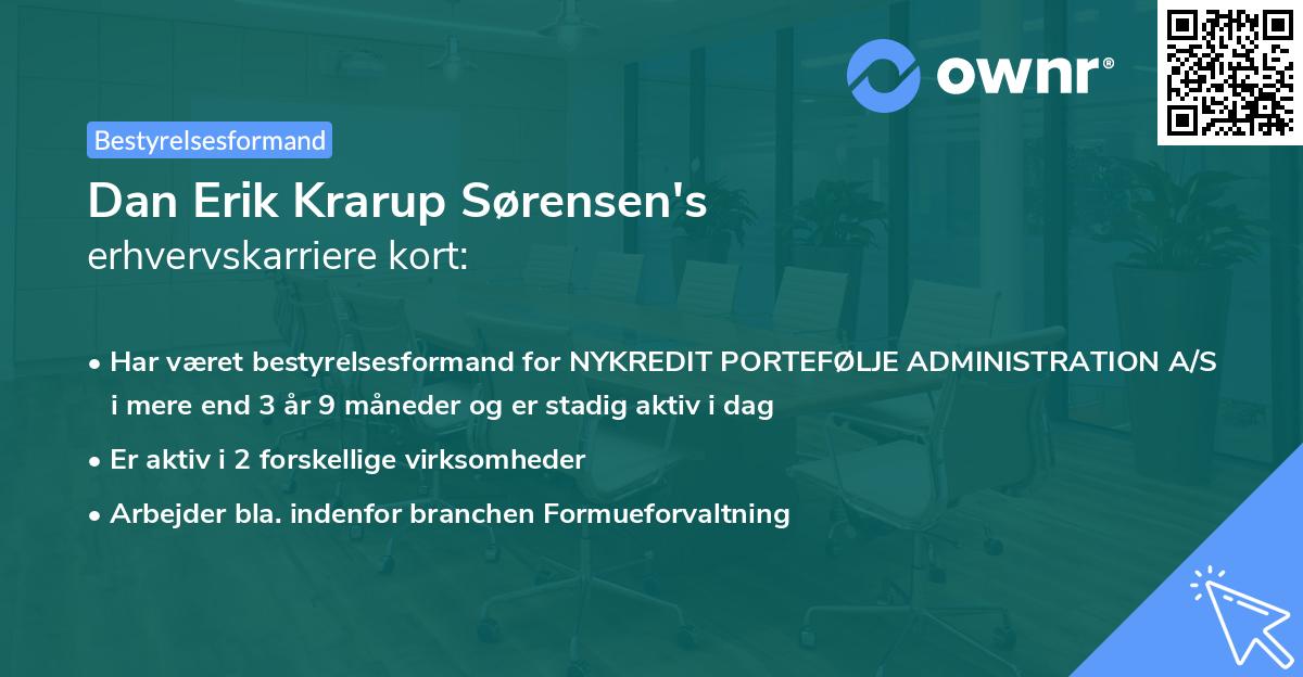 Dan Erik Krarup Sørensen's erhvervskarriere kort