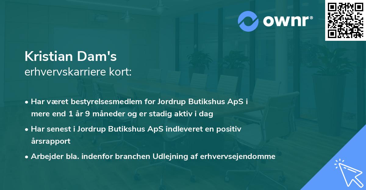 Kristian Dam's erhvervskarriere kort