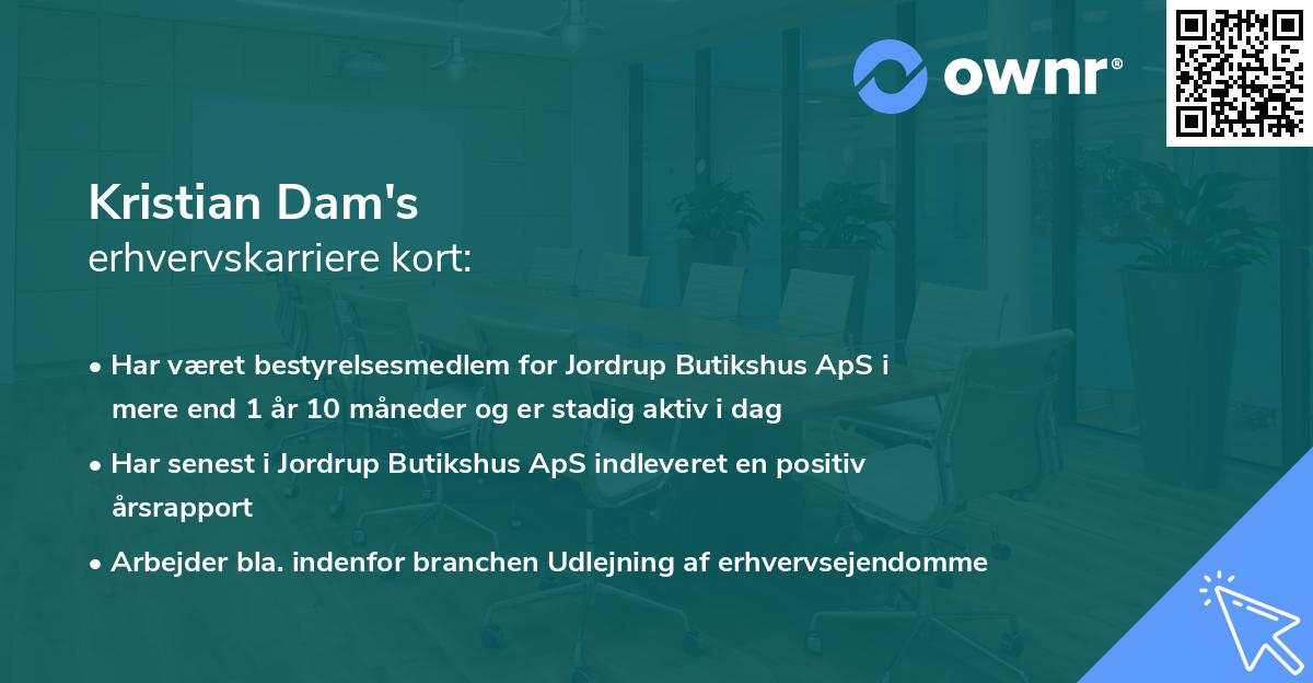 Kristian Dam's erhvervskarriere kort