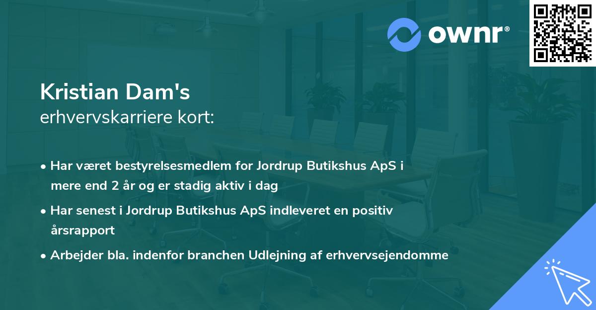 Kristian Dam's erhvervskarriere kort