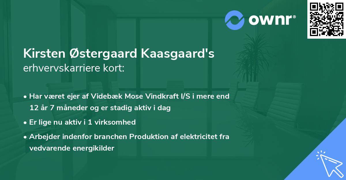 Kirsten Østergaard Kaasgaard's erhvervskarriere kort
