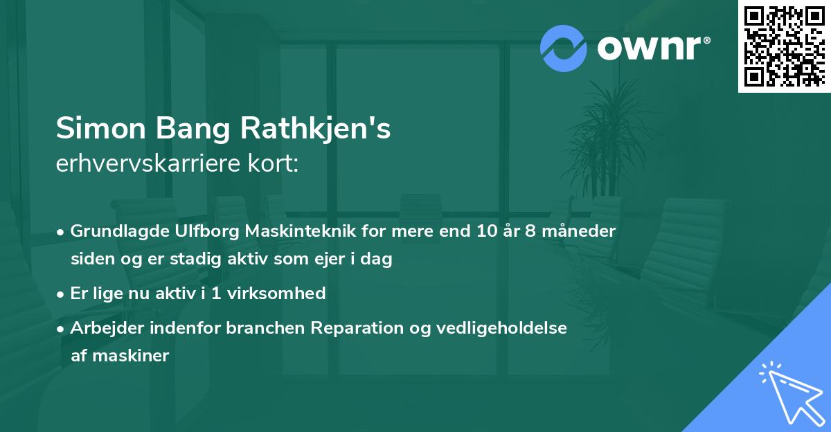 Simon Bang Rathkjen's erhvervskarriere kort