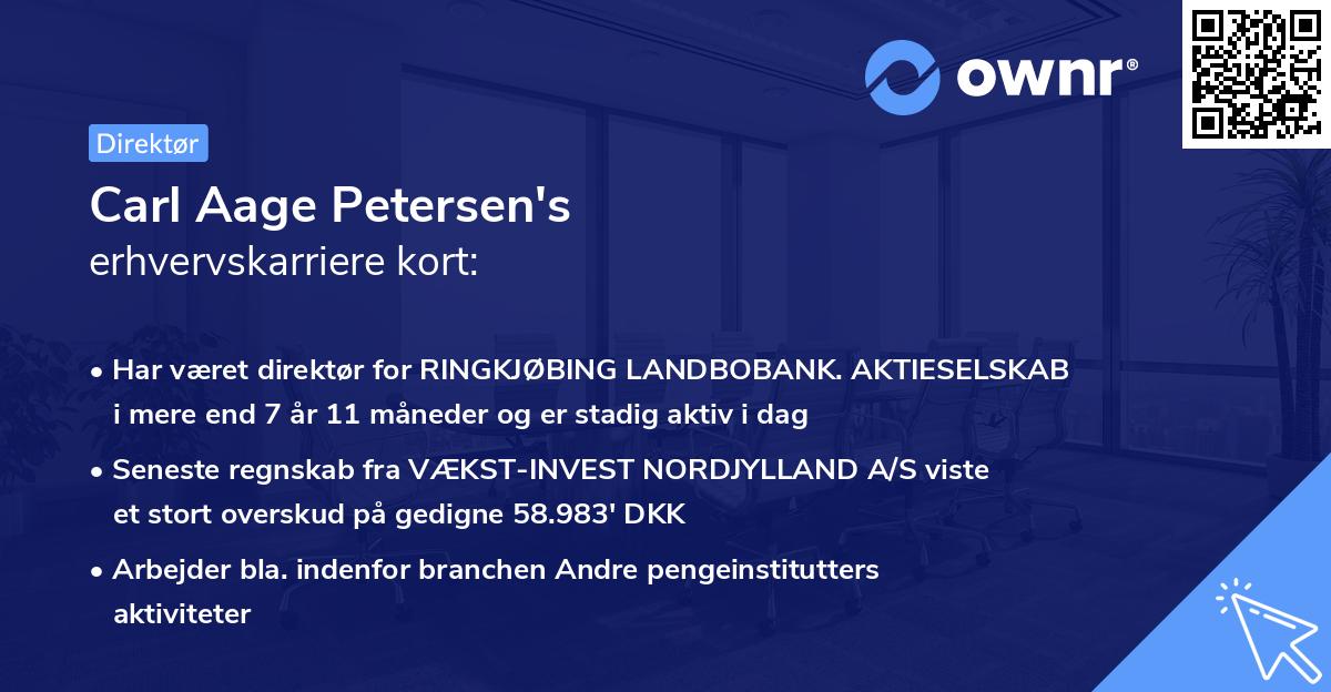 Carl Aage Petersen's erhvervskarriere kort