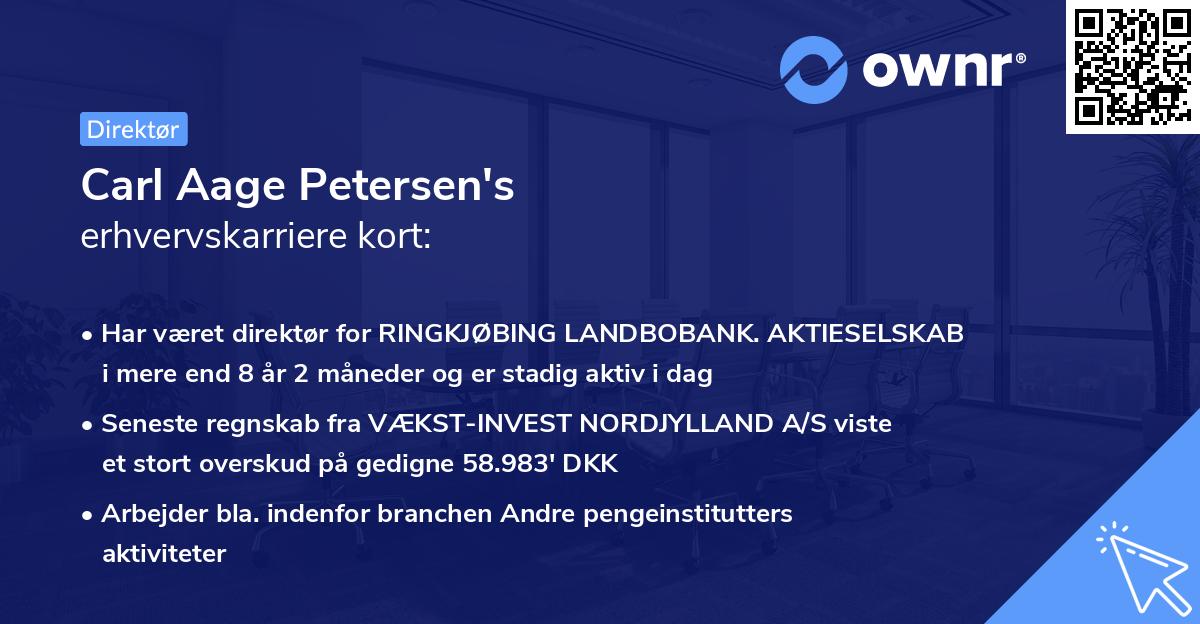 Carl Aage Petersen's erhvervskarriere kort