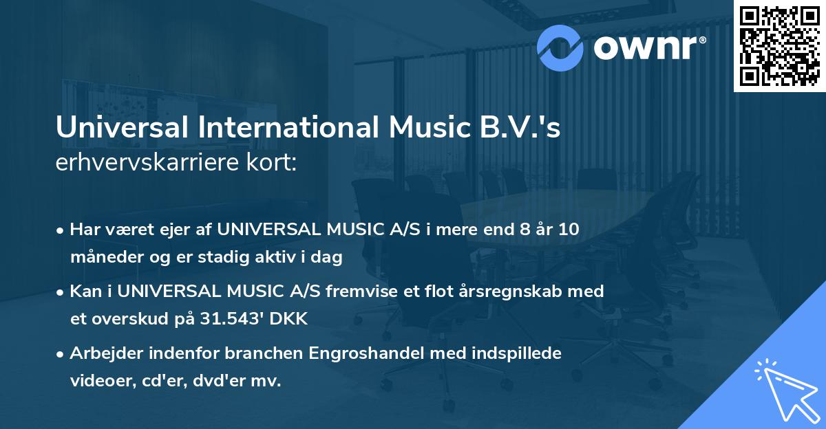 Universal International Music B.V.'s erhvervskarriere kort