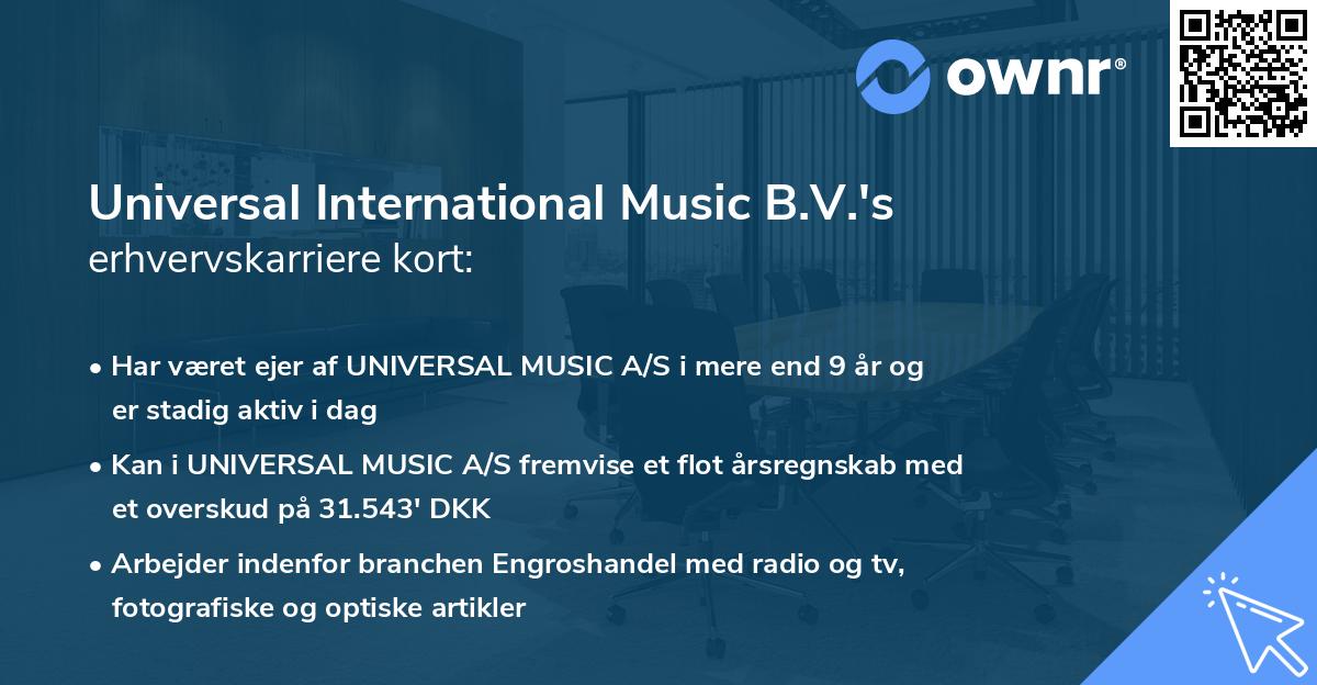 Universal International Music B.V.'s erhvervskarriere kort