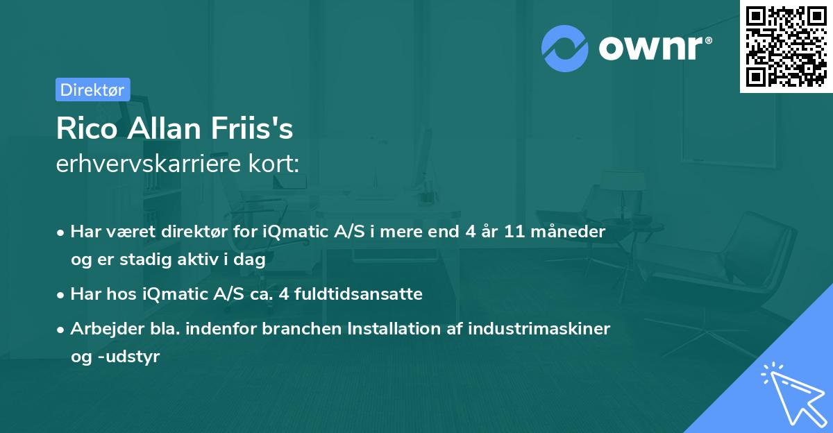Rico Allan Friis's erhvervskarriere kort