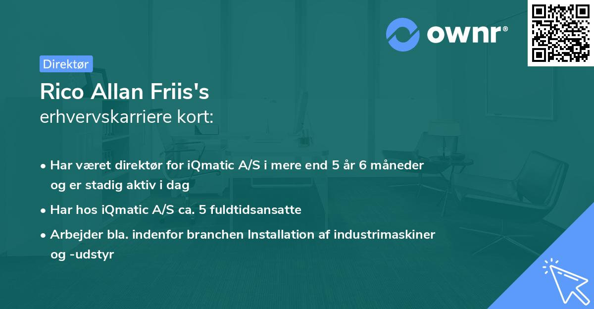 Rico Allan Friis's erhvervskarriere kort