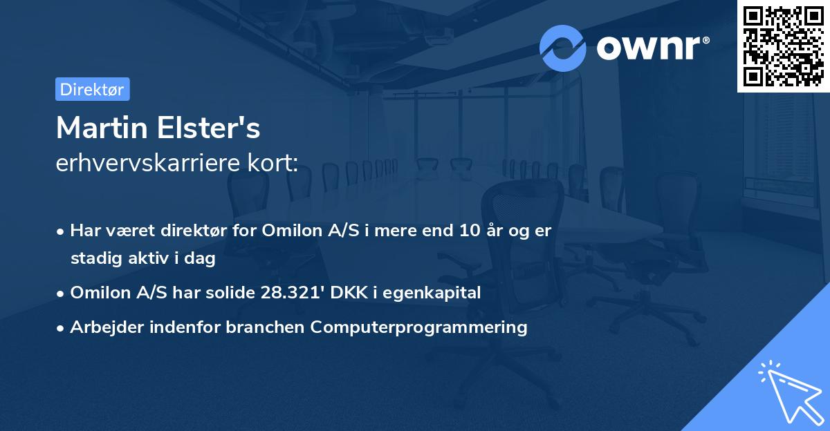 Martin Elster's erhvervskarriere kort