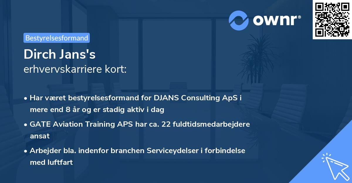 Dirch Jans's erhvervskarriere kort