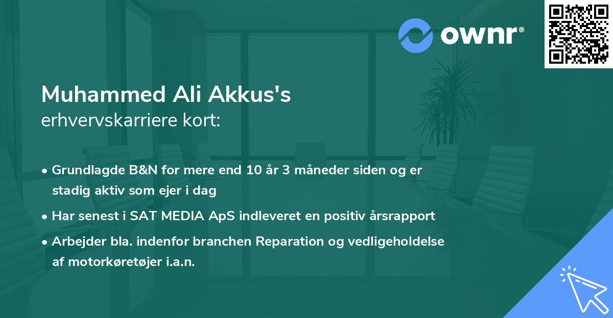 Muhammed Ali Akkus's erhvervskarriere kort