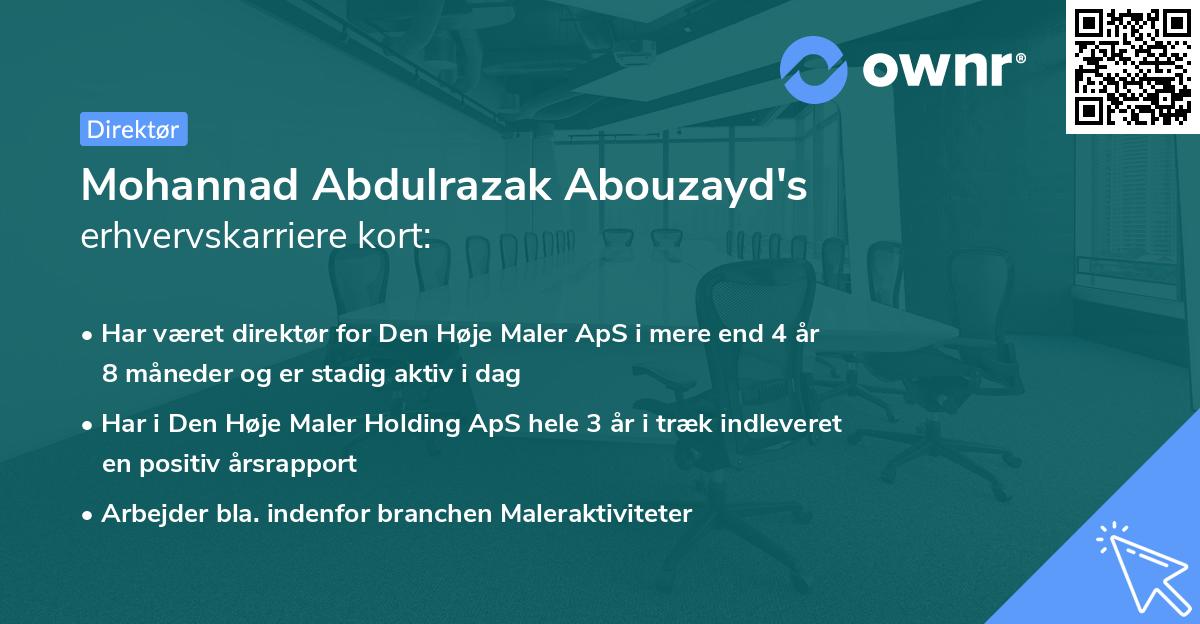 Mohannad Abdulrazak Abouzayd's erhvervskarriere kort