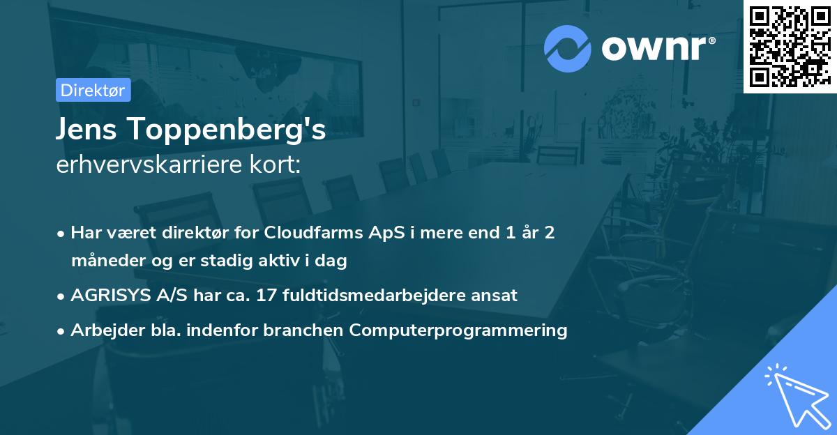 Jens Toppenberg's erhvervskarriere kort
