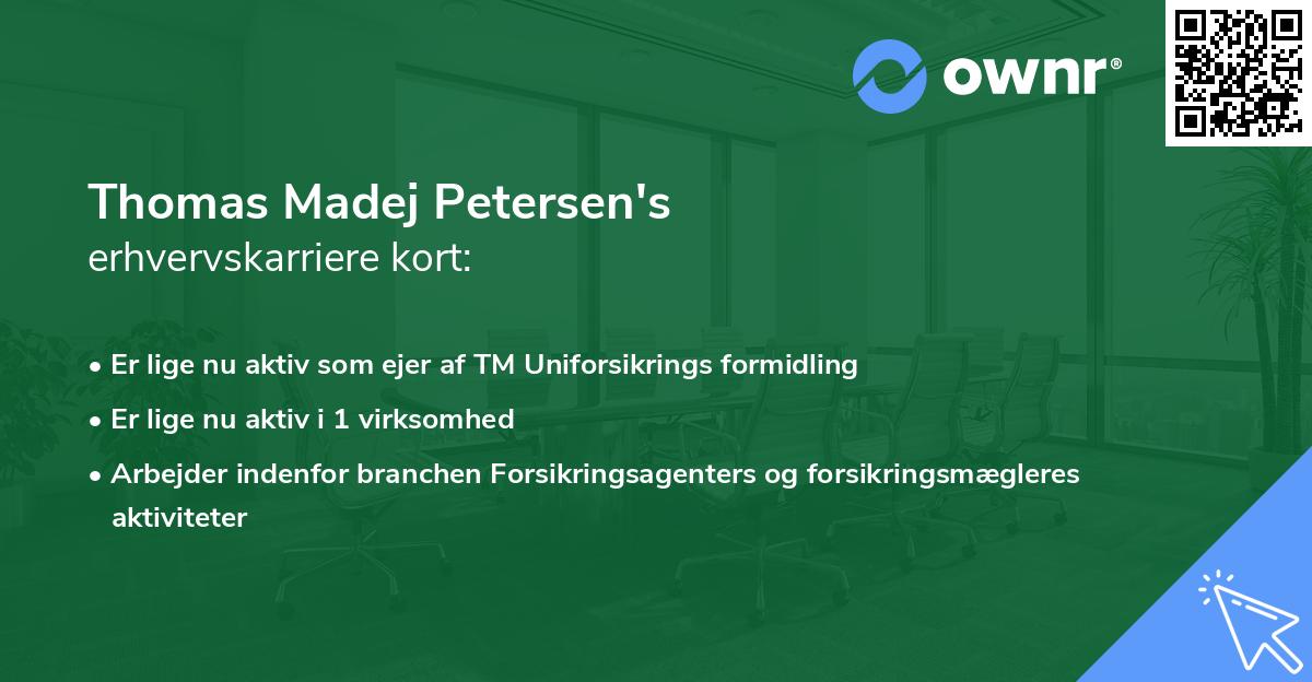 Thomas Madej Petersen's erhvervskarriere kort