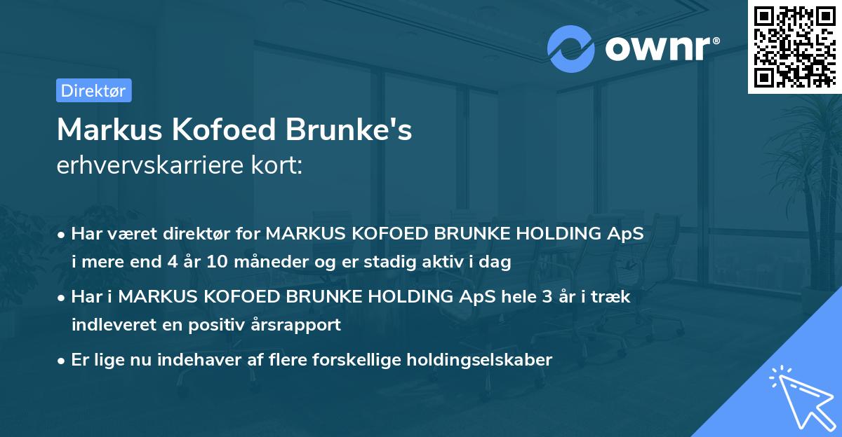 Markus Kofoed Brunke's erhvervskarriere kort