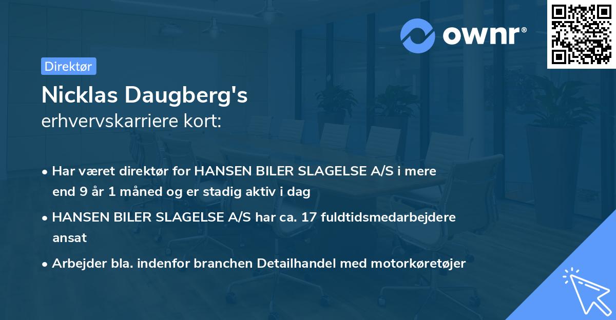 Nicklas Daugberg's erhvervskarriere kort