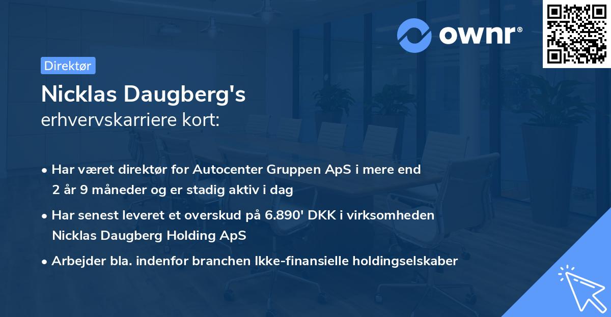 Nicklas Daugberg's erhvervskarriere kort