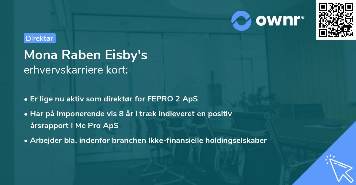 Mona Raben Eisby's erhvervskarriere kort