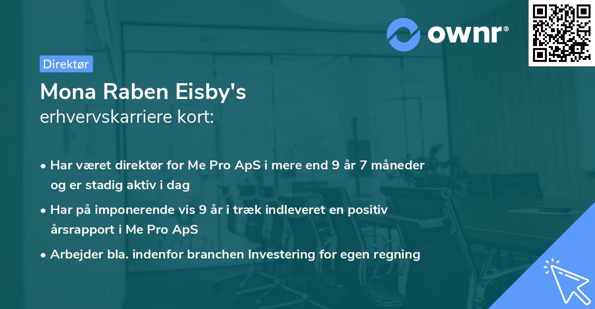 Mona Raben Eisby's erhvervskarriere kort