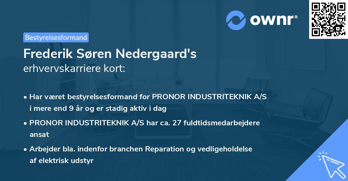 Frederik Søren Nedergaard's erhvervskarriere kort