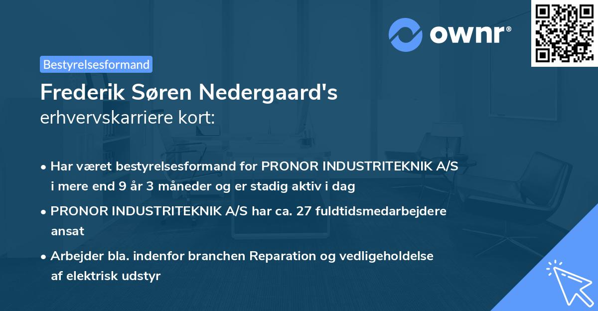 Frederik Søren Nedergaard's erhvervskarriere kort