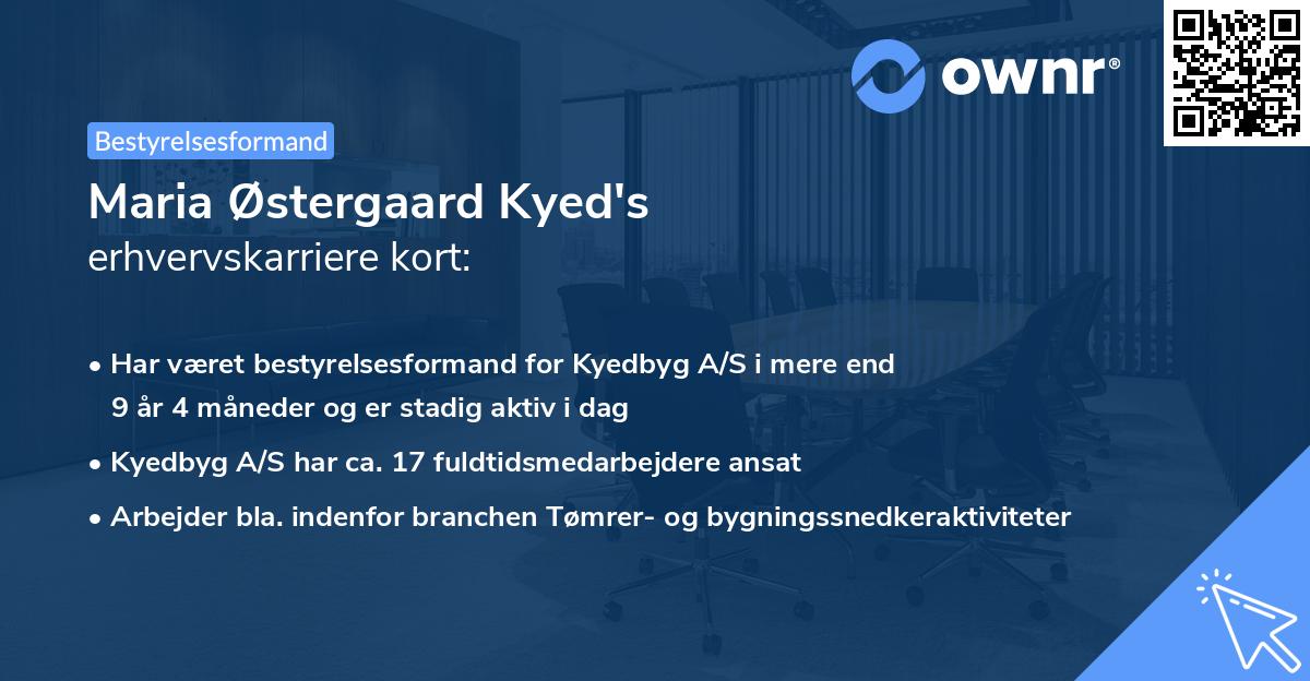 Maria Østergaard Kyed's erhvervskarriere kort