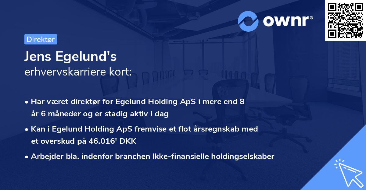 Jens Egelund's erhvervskarriere kort