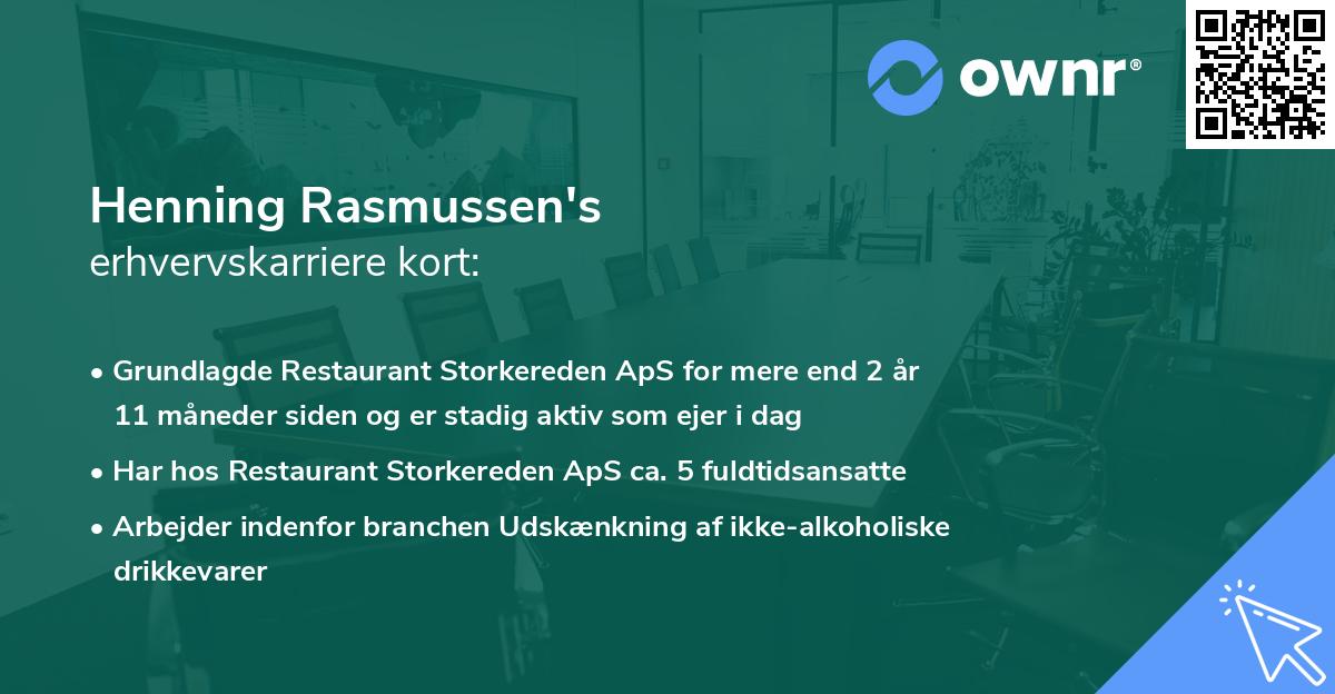 Henning Rasmussen's erhvervskarriere kort