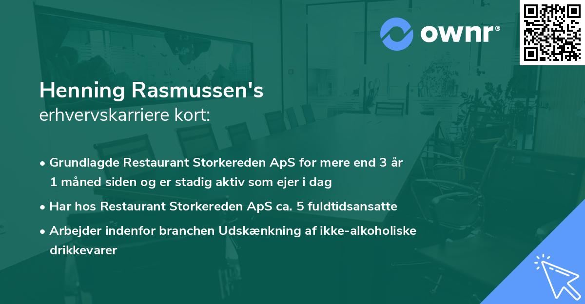 Henning Rasmussen's erhvervskarriere kort