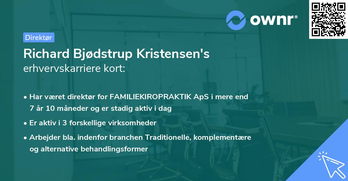 Richard Bjødstrup Kristensen's erhvervskarriere kort