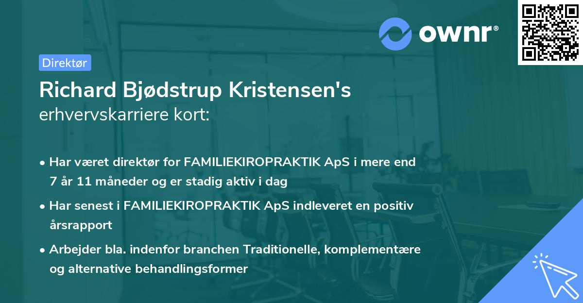 Richard Bjødstrup Kristensen's erhvervskarriere kort