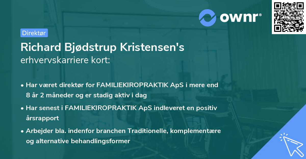 Richard Bjødstrup Kristensen's erhvervskarriere kort