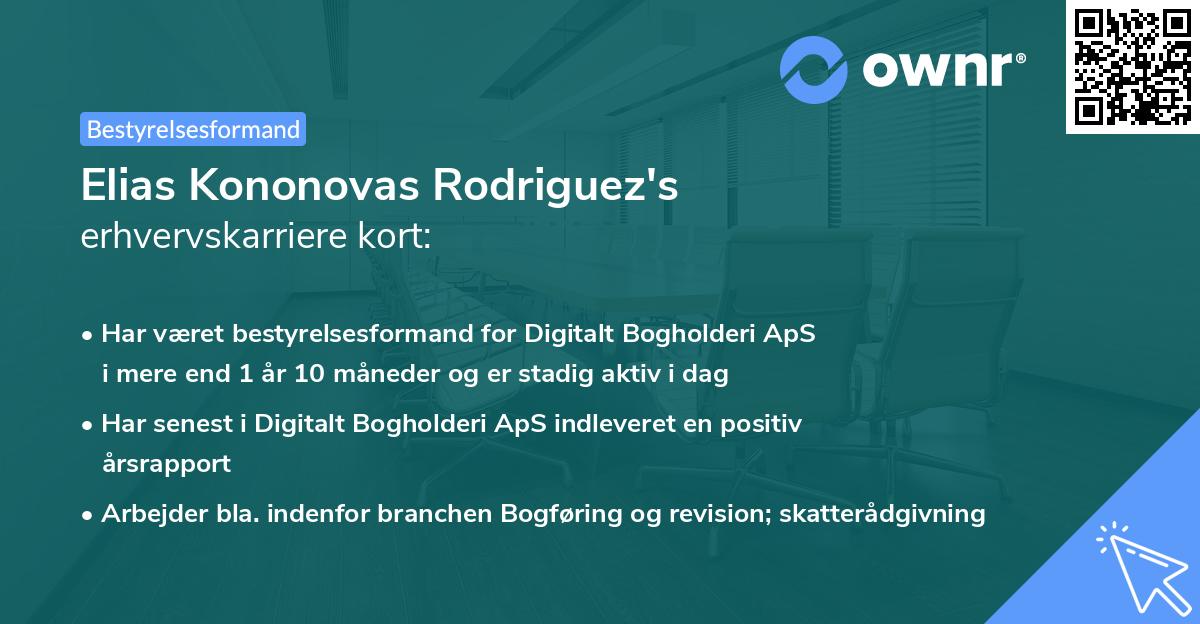 Elias Kononovas Rodriguez's erhvervskarriere kort