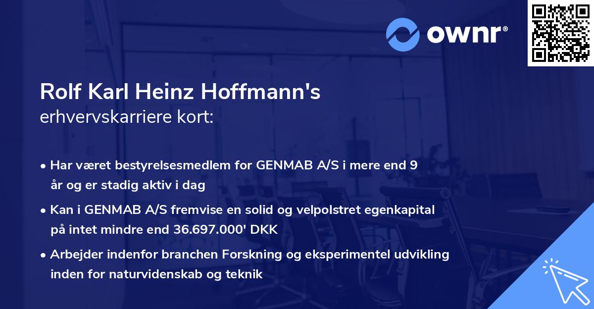 Rolf Karl Heinz Hoffmann's erhvervskarriere kort