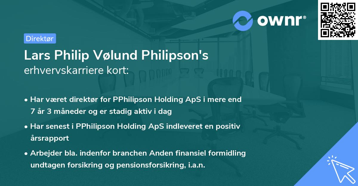 Lars Philip Vølund Philipson's erhvervskarriere kort