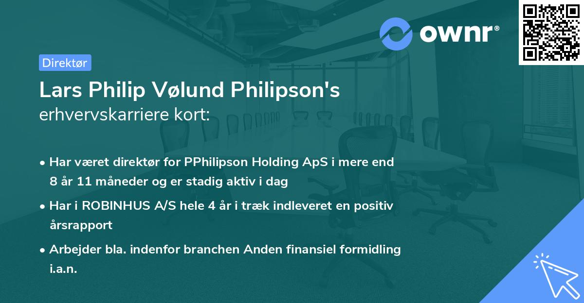 Lars Philip Vølund Philipson's erhvervskarriere kort