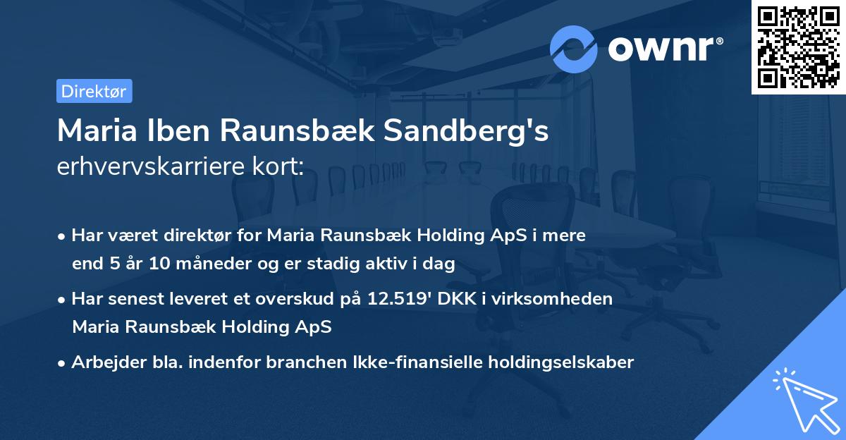 Maria Iben Raunsbæk Sandberg's erhvervskarriere kort