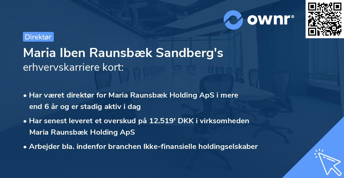 Maria Iben Raunsbæk Sandberg's erhvervskarriere kort