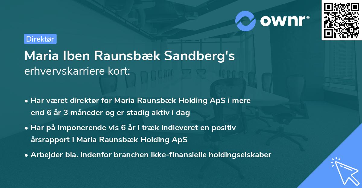 Maria Iben Raunsbæk Sandberg's erhvervskarriere kort