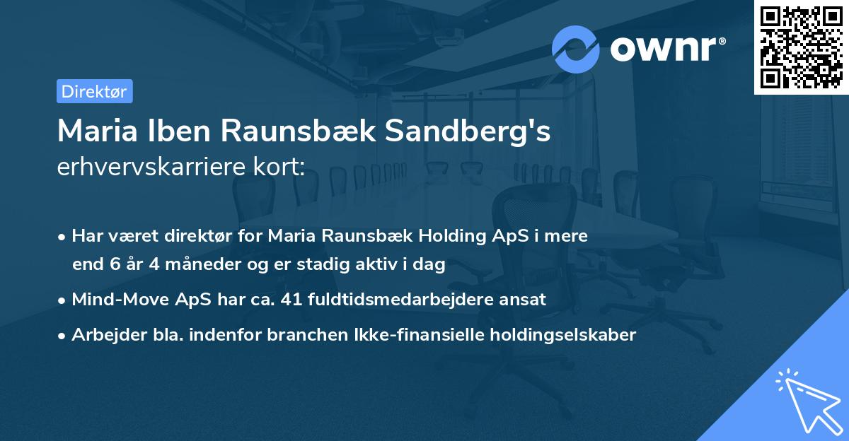 Maria Iben Raunsbæk Sandberg's erhvervskarriere kort