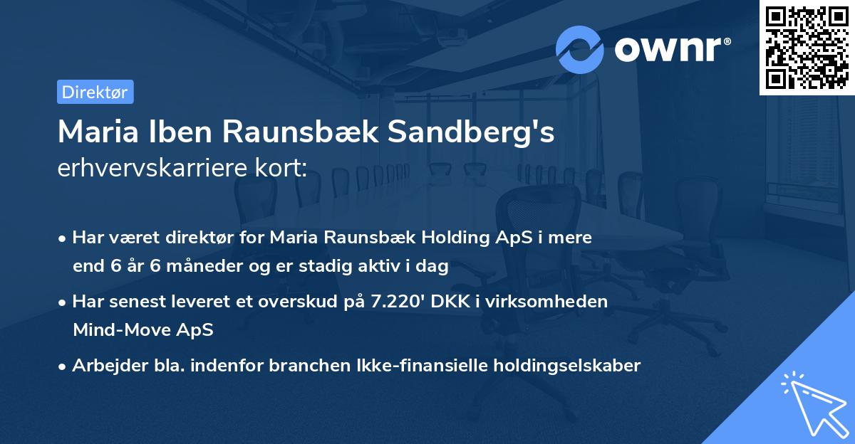 Maria Iben Raunsbæk Sandberg's erhvervskarriere kort