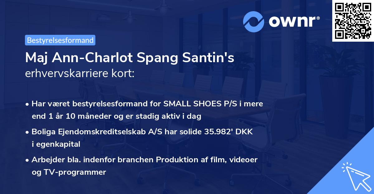 Maj Ann-Charlot Spang Santin's erhvervskarriere kort