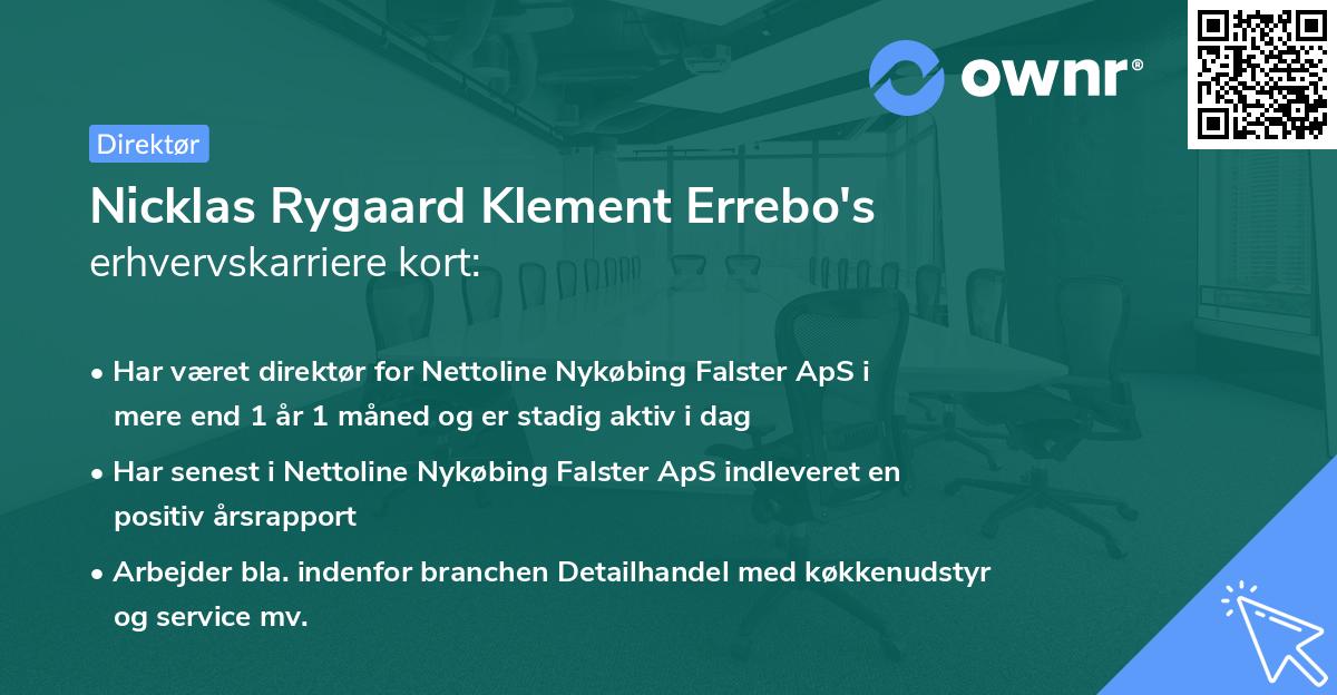 Nicklas Rygaard Klement Errebo's erhvervskarriere kort