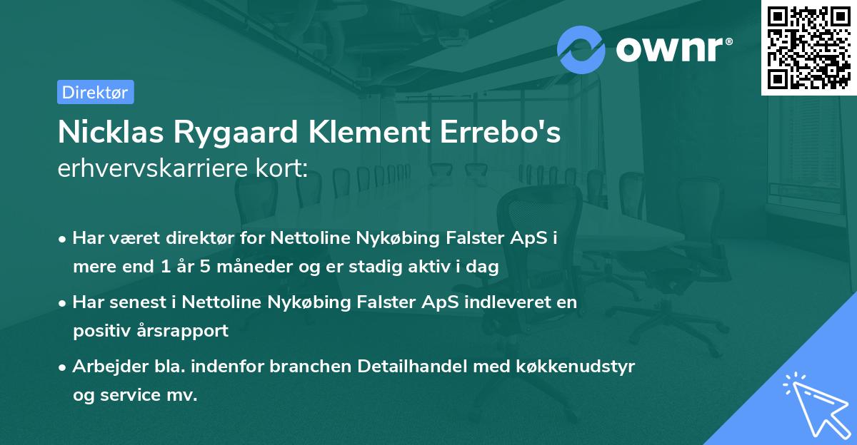 Nicklas Rygaard Klement Errebo's erhvervskarriere kort