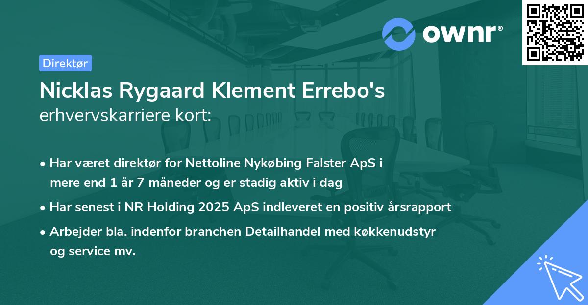 Nicklas Rygaard Klement Errebo's erhvervskarriere kort