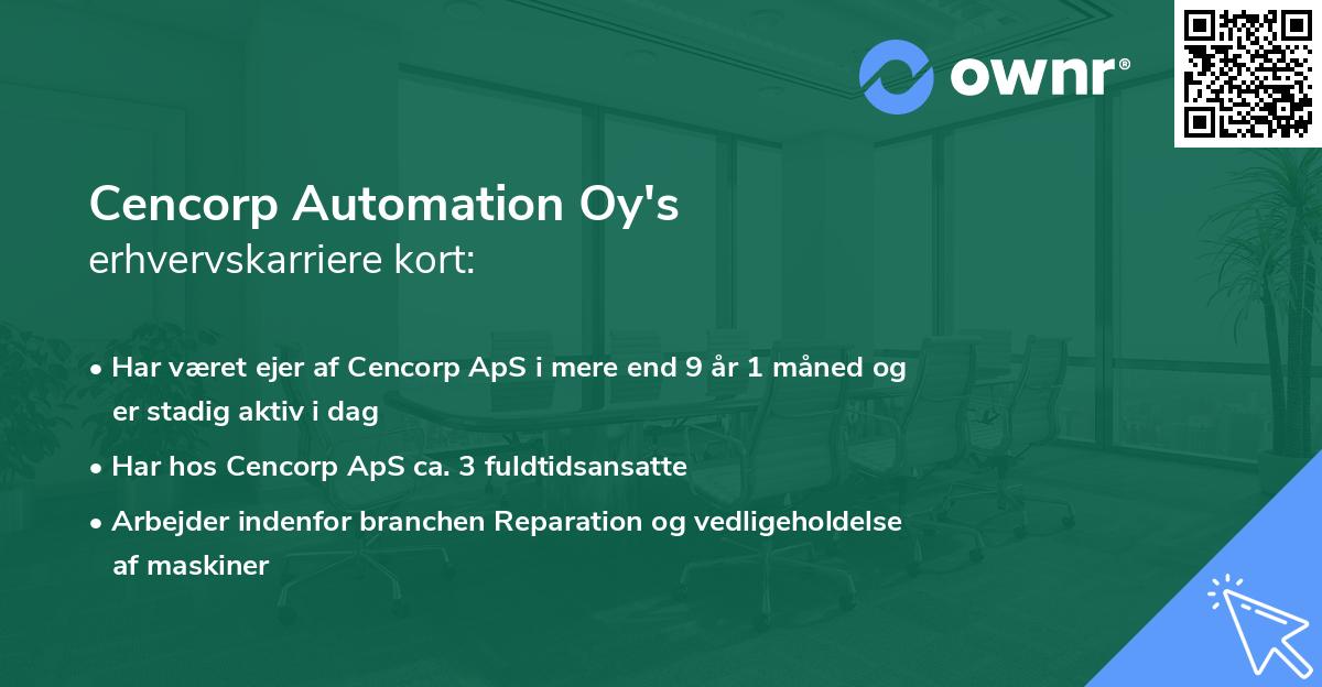 Cencorp Automation Oy's erhvervskarriere kort
