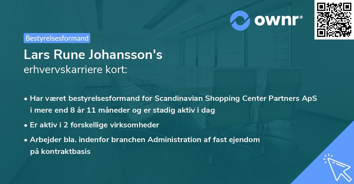 Lars Rune Johansson's erhvervskarriere kort
