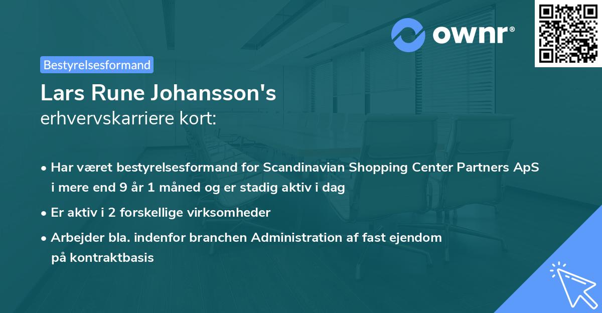 Lars Rune Johansson's erhvervskarriere kort